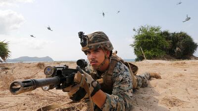 US Marines take part in amphibious assault training during military exercise Cobra Gold 2019 at a military base in Chonburi province, Thailand. EPA