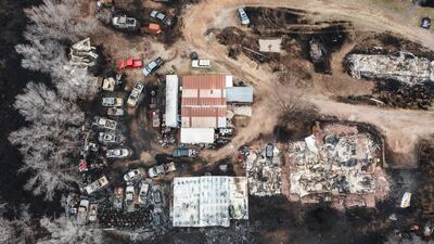 Vehicles and residences destroyed by the Smokehouse Creek fire in Canadian, Texas. AP
