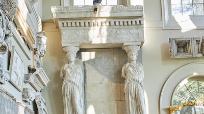Lot 323: a massive plaster cast of a section of the Porch of the Maidens, from the Erechteion, Athens.Photo: Dreweatts