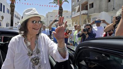Cardinale attends the inauguration of the “Claudia Cardinale” street in La Goulette near the Tunisian capital.