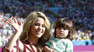 Colombian singer Shakira with son Milan. Kamil Krzaczynski / EPA
