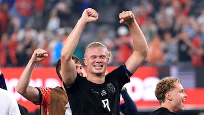 Erling Haaland celebrates Norway's 3-2 win over Senegal. AFP
