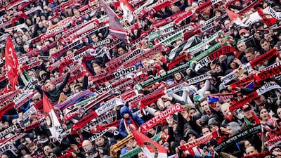 Feyenoord supporters celebrate during the ceremony of the Feyenoord Rotterdam selection in front of City Hall of Rotterdam, on April 25, 2016, after winning the Dutch KNVB Cup. Robin van Lonkhuijsen / AFP