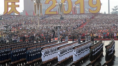 Soldiers of People's Liberation Army march in formation during the military parade marking the 70th founding anniversary of People's Republic of China in Beijing. AP