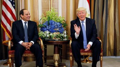 US President Donald Trump meets with Egyptian president Abdel Fattah El Sisi in Riyadh, Saudi Arabia, May 21, 2017. Jonathan Ernst / Reuters