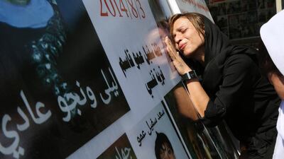 Yazidi ethnic Hala Svil, 23, cries for her family during the fifth anniversary of Yazidi genocide in Baadre, Iraq. EPA