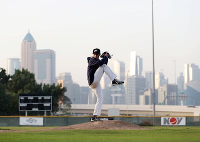 The former Dubai College schoolboy earned a scholarship to attend University of British Columbia in Vancouver at the start of this academic year, based on his ability as a pitcher. Chris Whiteoak / The National