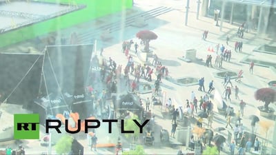A screenshot of secret footage of Star Trek Beyond set in Dubai posted by Ruptly TV on Youtube.