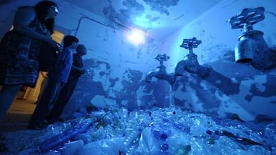 Azad Nanakeli’s installation inside the Iraq pavilion at the 54th International Art Exhibition in Venice. Iraqi artists created pieces around the theme of ‘wounded water’.