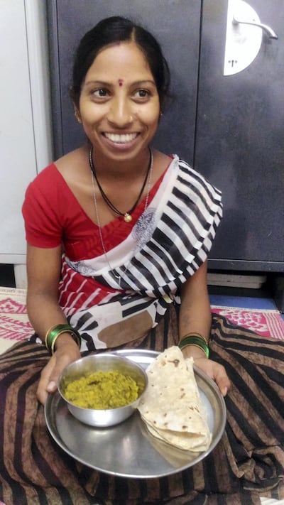 Ambadi Bhaji with her stew made with sorrel leaves. Courtesy Ambadi Bhaji