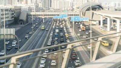 Congestion builds on Al Ittihad Road, on the way to Sharjah in the afternoon. Reem Mohammed / The National