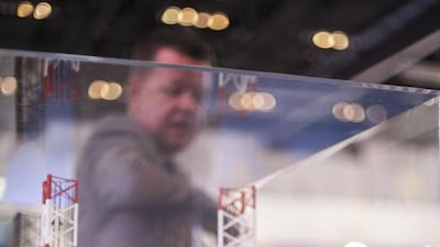 A model of Gulf Marine Service’s new rig, which was unveiled at the beginning of the conference. Mona Al Marzooqi / The National