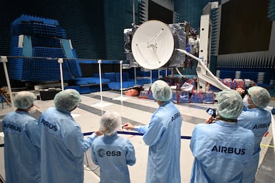 The spacecraft is being housed in a 'clean room' at an Airbus factory in Toulouse, France. AFP