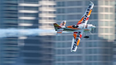 Juan Velarde of Spain manoeuvres his plane. AFP