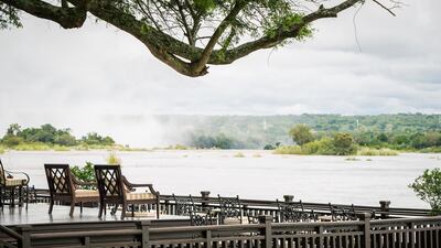 The Sundeck is the best spot for a sundowner and to view the beautiful African sunsets. The Royal Livingstone Zambia Hotel Victoria Falls by Anantara