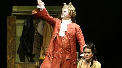 Artists performing in the dress rehearsal of ‘ Barber of Seville ‘ at the Dubai Opera on Sheikh Mohammed Bin Rashid Boulevard in Downtown Dubai in Dubai. Pawan Singh / The National