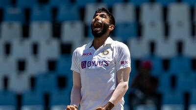India pacer Jasprit Bumrah after dismissing South Africa's captain Dean Elgar during the fifth day of the first Test against South Africa in Centurion on Thursday, December 30, 2021. AP