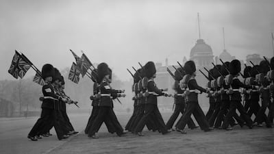 Soldiers rehearse at Horse Guards Parade in 1931