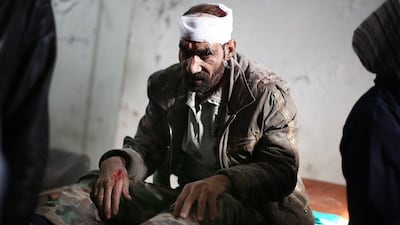 A make shift hospital in the rebel-held Damascus suburb of Douma. The area was struck by two airstrikes reportedly by government forces yesterday. Abd Doumany / AFP