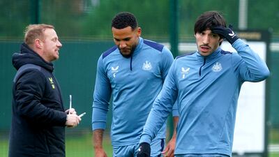 Newcastle's Jamaal Lascelles and Sandro Tonali. PA