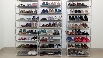 Ms Solmaz owns over 50 pairs of shoes and she has turned a bedroom into a shoe room