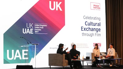 The panel from left: Nayla Al Khaja, Caroline Bartleet, Mike Forshaw. Courtesy UK/UAE Festival