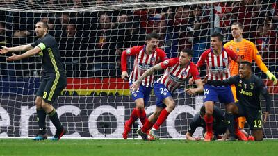 Jose Gimenez starts to celebrate his goal. Reuters