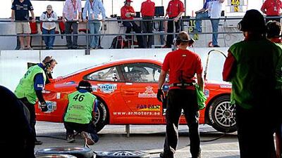 Mechanics for ARM, a company that sources cars and components and provides on-site support, assist the Khaleji Motorsport team at the 24 Hours of Dubai.