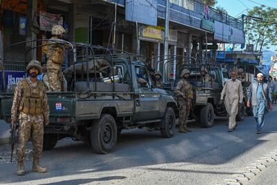 Soldiers in Kabal in Pakistan’s north-western Khyber Pakhtunkhwa province last month. AFP