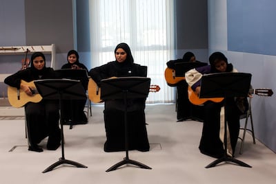 The music department of Samaya Young Ladies of Sharjah, where young women can learn to play an instrument of their choice. Anna Nielsen for The National