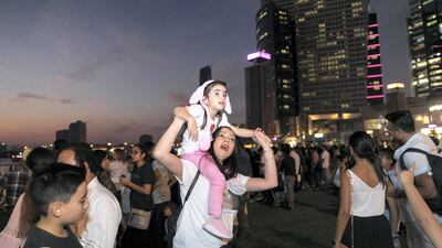 Dubai Festival City Mall hosted a huge Diwali celebration in Dubai on Thursday night. As part of the celebration, they unveiled the new IMAGINE show, ‘Hathi’s Garden’ that features a hint of Bollywood, a splash of colour and a specially curated musical score, accompanied by a specially choreographed fireworks display. Reem Mohammed / The National