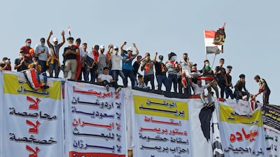 Demonstrators take part in anti-government protests in Baghdad. Reuters