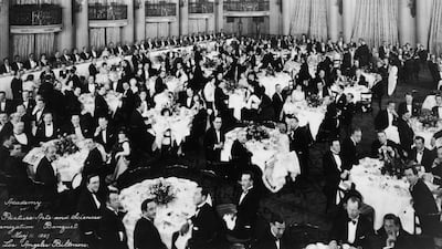 The first meeting of the Academy of Motion Picture Arts and Sciences was held on May 11, 1927 in the Crystal Ballroom of the Los Angeles Biltmore Hotel. All photos: Getty Images unless otherwise specified