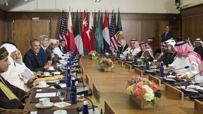 Sheikh Mohamed bin Zayed, Crown Prince of Abu Dhabi and Deputy Supreme Commander of the UAE Armed Forces, joined US president barack Obama and GCC delegates at Camp David. (Ryan Carter / Crown Prince Court - Abu Dhabi)