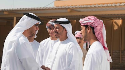 Sheikh Mohammed bin Zayed, Crown Prince of Abu Dhabi and Deputy Supreme Commander of the Armed Forces, offers condolences to family of Ahmed Al Tunaiji who was killed in the terrorist attack on the Kandahar Governor’s headquarters in Afghanistan. Ryan Carter / Crown Prince Court - Abu Dhabi