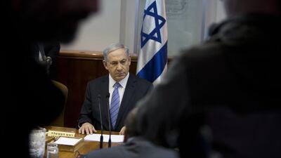 Israeli prime minister Benjamin Netanyahu attends a weekly cabinet meeting in Jerusalem on January 4, 2015. Oded Balilty / AP Photo