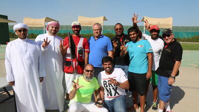 Emirati trap shooter Dhaher Al Aryani takes part in the 13th Gulf Shooting Tournament in Kuwait.