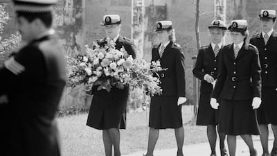Police officers at Ms Fletcher's funeral at Salisbury Cathedral in April 1984