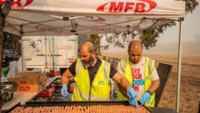 Volunteers with the Australian Islamic Centre also had a barbecue to help those affected by the fires. Courtesy of Australian Islamic Centre
