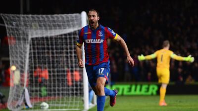 Glenn Murray of Crystal Palace celebrates scoring the opening goal on Monday to make it 1-0 against Manchester City in his side's eventual 2-1 Premier League win. Jamie McDonald / Getty Images