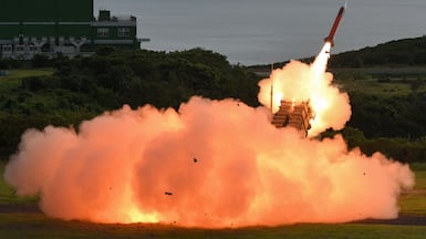 A Patriot air-defence missile, which could soon be produced in Ukraine under US license. AFP
