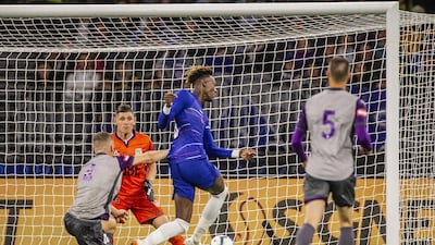 Chelsea striker Tammy Abraham in action against Perth Glory. EPA