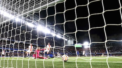 Chelsea striker Nicolas Jackson scores against Luton. AFP