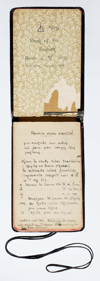 An unpublished Tolkien notebook, known as “The Book of Foxrook.” This is the first known example of him inventing an alphabet, and foreshadows the fictional Elvish alphabet and languages he would create in 'The Lord of the Rings'. Courtesy Tolkien Trust