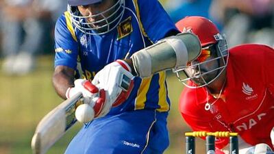 Mahela Jayawardene plays a shot against Canada.