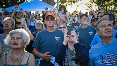 A crowd at a park in Titusville watches the take off of the Artemis II crewed lunar mission from Kennedy Space Centre in Cape Canaveral, Florida. AFP