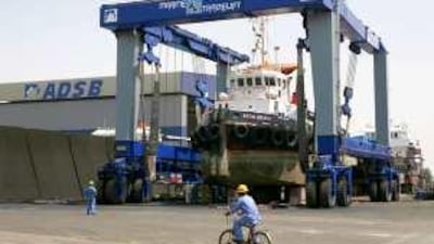 Abu Dhabi Ship Building provides repair services for commercial craft in Musaffah.