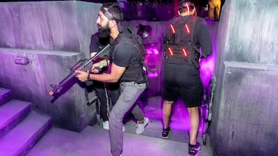 Each team has a home base room, where they can view stats on a screen and gauge the ammunition they have left. Photo: Antonie Robertson / The National