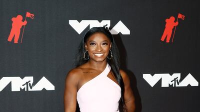 US gymnast Simone Biles arrives on the MTV Video Music Awards red carpet.