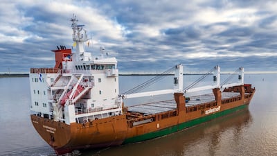 Dutch cargo ship the Minervagracht was struck by the Houthis on Monday. AP